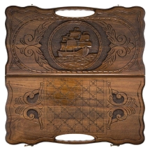 Нарды резные "Корабль" с ручкой 60, Haleyan Нарды резные "Корабль" с ручкой 60, Haleyan