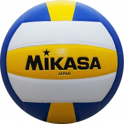 Мяч вол. &quot;MIKASA MV5PC&quot;, р.5, синт.кожа (ПВХ), клееный, бут.кам, бел-син-желт, фото 3