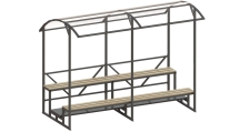 Трибуна 2-х рядная на 12 мест со скамейками из ДПК доски (с навесом из поликарбоната) СТ-334