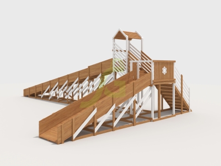 Зимняя деревянная горка "IgraGrad Snow Fox 12 м" с двумя скатами мод.724, фото 4