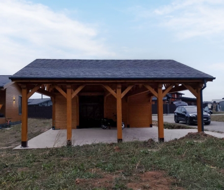 Навес для автомобилей с хозблоком АМЕР Премиум комплектация, фото 2