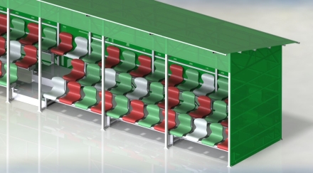 Трибуна сборно-разборная 3-х рядная на 150 мест (с навесом) СТ-326, фото 2