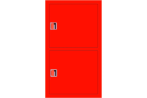 Встроенный, закрытый, вертикальный шкаф Карелпожлиния ШПКО-КОМБИ-320 ВЗВрК Евро-ручка ВхШхГ 1340х580х230 мм, (1-ПК, 2 огнетушителя), цвет красный НФ-00000001-К