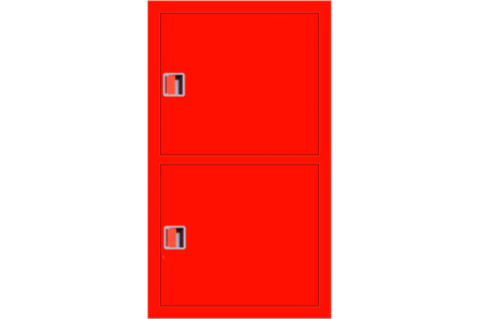 Встроенный, закрытый, вертикальный шкаф Карелпожлиния ШПКО-КОМБИ-320 ВЗВрК Евро-ручка ВхШхГ 1340х580х230 мм, (1-ПК, 2 огнетушителя), цвет красный НФ-00000001-К, фото 1