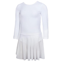 Купальник гимнастический рукав 3/4, юбка сетка, хлопок белый 181х/б (36-42) Купальник гимнастический рукав 3/4, юбка сетка, хлопок белый 181х/б (36-42)