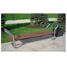 Лавочка из нержавеющей стали и деревянного сидения