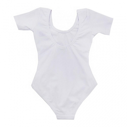 Купальник гимнастический с коротким рукавом, хлопок белый 140х/б (30-34), фото 1