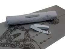 Коврик для йоги 2.5 мм серый в сумке с ремешком Коврик для йоги 2.5 мм серый в сумке с ремешком