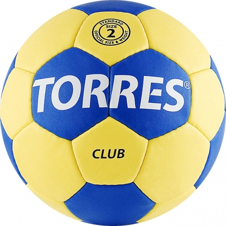 Мяч ганд. &quot;TORRES Club&quot; арт.H30042, р.2, ПУ, 5 подкл. слоев, сине-желтый, фото 1