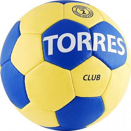 Мяч ганд. &quot;TORRES Club&quot; арт.H30042, р.2, ПУ, 5 подкл. слоев, сине-желтый, фото 2