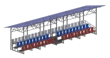 Трибуна сборно-разборная 3-х рядная на 62 места (с навесом из поликарбоната) СТ-304