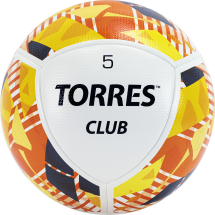 Мяч футб. &quot;TORRES Club&quot; арт.F320035, р.5, 10 панели. PU, гибрид. сшив, беж-оранж-сер