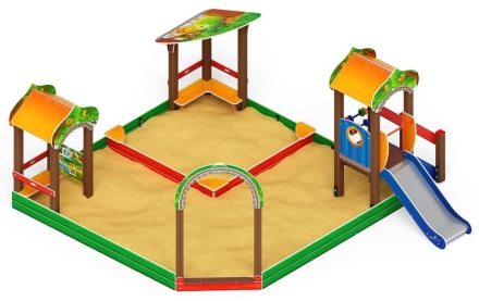 Песочный дворик с горкой Полянка - ИО 6.16.01-01 H=750, фото 1