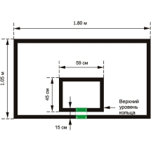 Щит баскетбольный игровой пристенный 1050х1800 мм (фанера 15 мм на металлокаркасе)