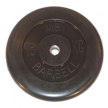 Диск обрезиненный черный MB Barbell d-51mm 15кг, фото 1