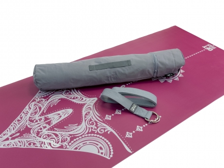 Коврик для йоги 2.5 мм пурпурный в сумке с ремешком, фото 4