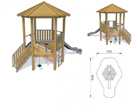 Детская площадка для игр с песком и горкой из нержавейки (малая), фото 1