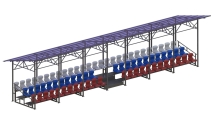 Трибуна сборно-разборная 3-х рядная на 75 мест (с навесом из поликарбоната) СТ-307