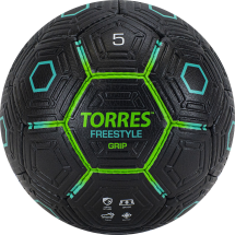 Мяч футб. &quot;TORRES Freestyle Grip&quot; арт.F320765, р.5, 32 панели. PU, ручная сшивка, черно-зеленый
