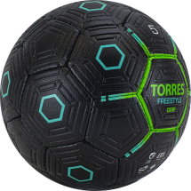 Мяч футб. &quot;TORRES Freestyle Grip&quot; арт.F320765, р.5, 32 панели. PU, ручная сшивка, черно-зеленый