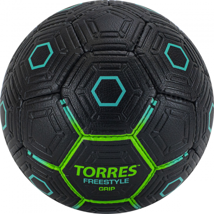 Мяч футб. &quot;TORRES Freestyle Grip&quot; арт.F320765, р.5, 32 панели. PU, ручная сшивка, черно-зеленый, фото 3