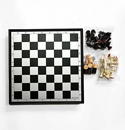 Набор 3 в 1(шахматы,шашки,нарды) 9718 магнит-пластик, фото 1
