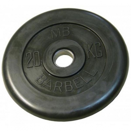 Диск обрезиненный черный MB Barbell d-51mm 20кг, фото 1
