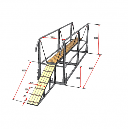 Комплект для ППС (лестница разрушенная спортивная, лабиринт, тоннель и мост подвесной спортивный), фото 4