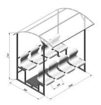 Трибуна 2-х рядная на 8 мест (с навесом из поликарбоната) СТ-246 Трибуна 2-х рядная на 8 мест (с навесом из поликарбоната) СТ-246