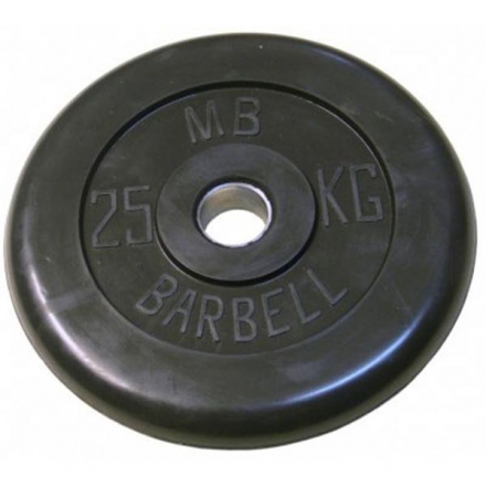 Диск обрезиненный черный MB Barbell d-51mm 25кг, фото 1