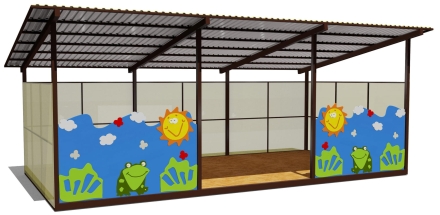 Теневой навес одинарный 4х8 м 19206 для уличной площадки, фото 1