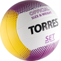 СЦ*Мяч вол. &quot;TORRES Set&quot; арт.V30045, р.5, синт.кожа (ТПУ), клееный, бут.кам, бело-желто-фиолетовый