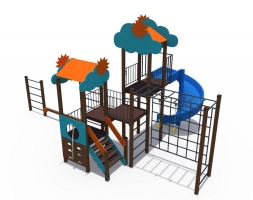 Детский спортивно-игровой комплекс с винтовым скатом Н-2000 ДИО 04106, фото 4