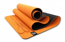 Мат для йоги 6 мм двухслойный перфорированный оранжевый