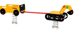 Качалка на пружине Construction machines Экскаватор с прицепом для детской площадки - Крепление для бетонирования, фото 1