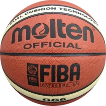 Мяч баск. "MOLTEN BGG6X" р.6,  12 панелей, FIBA Appr, синт.кожа, коричнево-беж-черный
