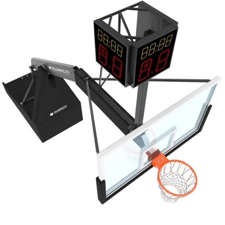 Стойка баскетбольная мобильная складная PRO, вынос 3250 с трехсторонним табло атаки, фото 3