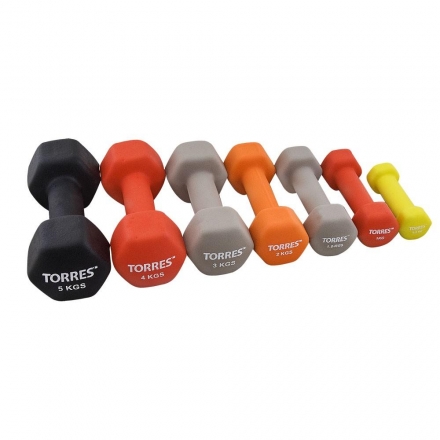 Гантель &quot;TORRES 5 кг&quot;, металл в неопреновой оболочке, форма шестигранник, черный, фото 2