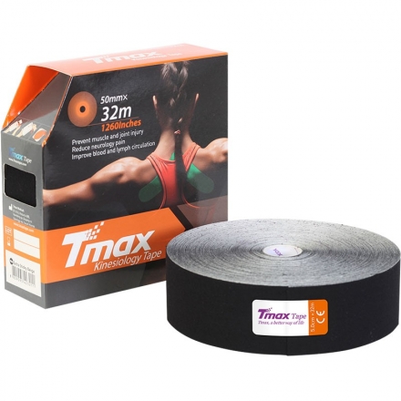 Тейп кинезиологический Tmax 32m Extra Sticky Black (5 см x 32 м), арт. 423242, черный, фото 1