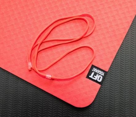 Мат для йоги 6 мм двухслойный красный-черный, фото 1