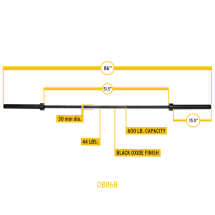 Гриф олимпийский прямой 86&quot;, до 270 кг, черный