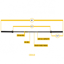 Гриф олимпийский прямой 86&quot;, до 270 кг, черный, фото 4