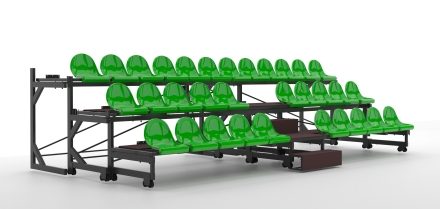 Трибуна телескопическая ОЛИМП СИТИ 3-х рядная на 32 места без ограждения, фото 1