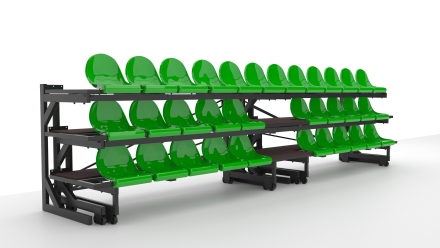 Трибуна телескопическая ОЛИМП СИТИ 3-х рядная на 32 места без ограждения, фото 2