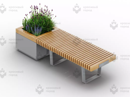 Скамья с вазоном на металлическом основании, фото 1