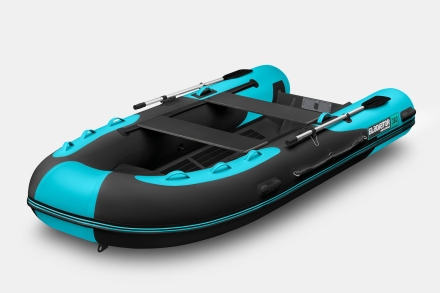 Gladiator RIB 380 AL Черно-бирюзовый моторная лодка ПВХ Жесткое дно (морской алюминий), киль, фото 1