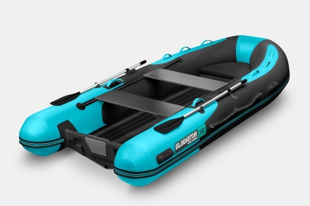 Gladiator RIB 380 AL Черно-бирюзовый моторная лодка ПВХ Жесткое дно (морской алюминий), киль, фото 2