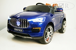 Электромобиль Maserati Е007КХ (резиновые колеса, кожа) с пультом (Синий глянец) E007KX, фото 1