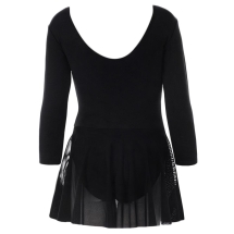 Купальник гимнастический с длинным рукавом, юбка сетка, полиамид черный 182п/а (30-34) Купальник гимнастический с длинным рукавом, юбка сетка, полиамид черный 182п/а (30-34)