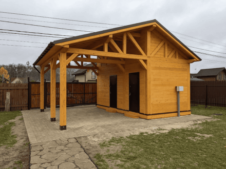 Навес для машин с хозблоком РИАН Несущий каркас, фото 1